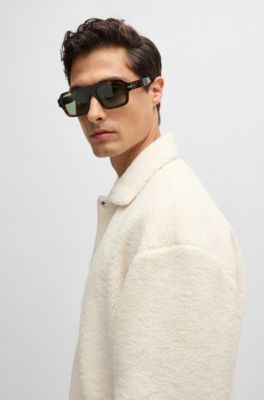 Chaqueta regular fit en tejido de peluche, Blanco