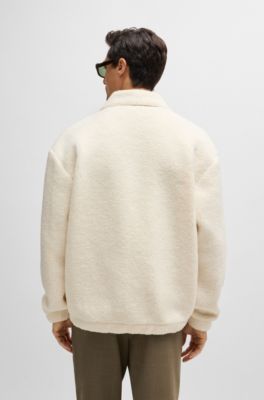 Chaqueta regular fit en tejido de peluche, Blanco