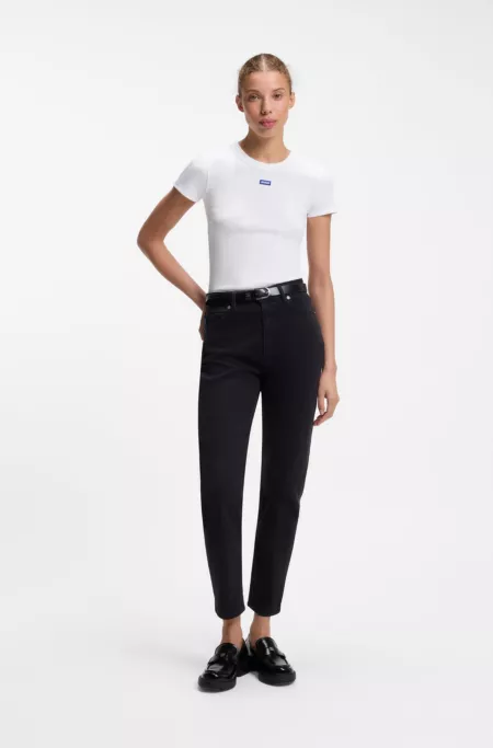 Slim-fit T-shirt in ribbed stretch cotton with logo