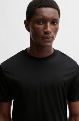 Slim-fit T-shirt in mercerized cotton, Black