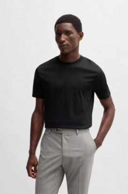 Slim-fit T-shirt in mercerized cotton, Black