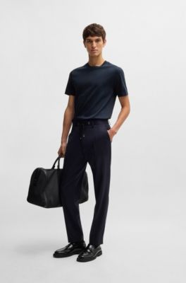 Slim-fit T-shirt in mercerized cotton, Dark Blue