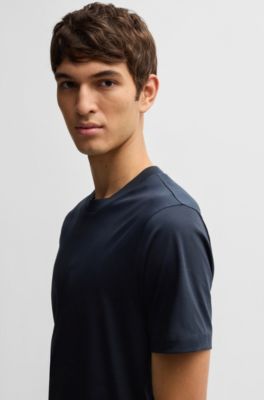 Slim-fit T-shirt in mercerized cotton, Dark Blue
