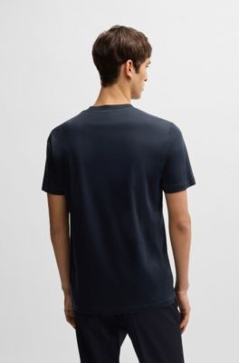Slim-fit T-shirt in mercerized cotton, Dark Blue