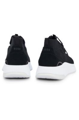 Mid-top sock trainers with fishbone sole , Black