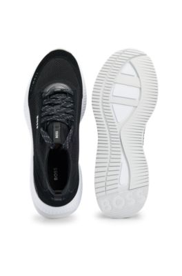 Mid-top sock trainers with fishbone sole , Black