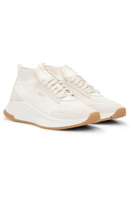 Hugo Boss Mid-top Sock Trainers With Fishbone Sole In White