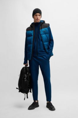 Active-stretch zip-up hoodie with logo detail, Light Blue