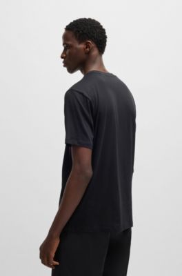 T-shirt Regular en jersey de coton avec motif animalier, Noir