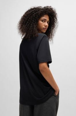 T-shirt Regular en jersey de coton avec motif animalier, Noir