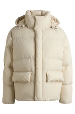 Hugo Boss Water-repellent Puffer Jacket With Double B Monogram In White