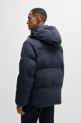 BOSS - Water-repellent puffer jacket with Double B monogram - Dark