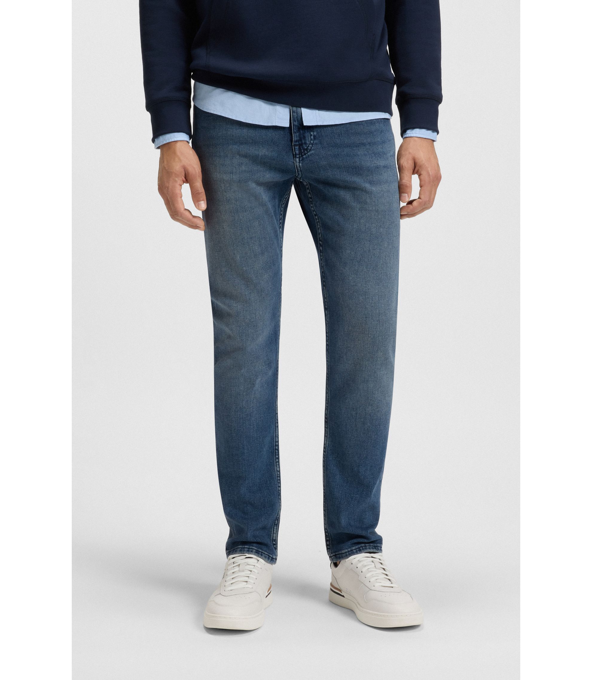 BOSS - Delaware slim-fit jeans in blue comfort-stretch denim - Blue