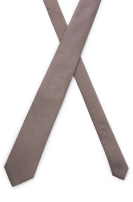 Silk-blend tie with jacquard micro pattern, Light Beige