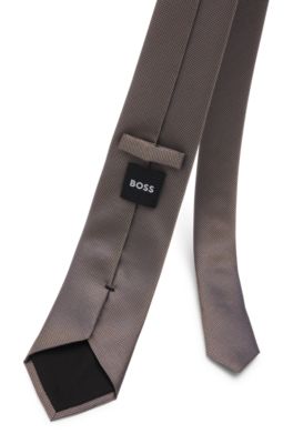 Silk-blend tie with jacquard micro pattern, Light Beige