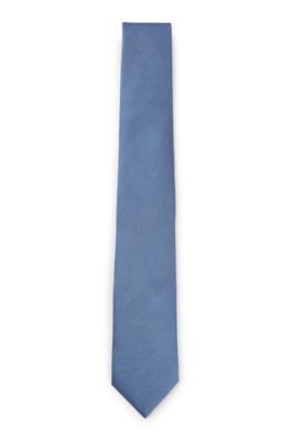 Hugo Boss Silk-blend Tie With Jacquard Micro Pattern In Light Blue