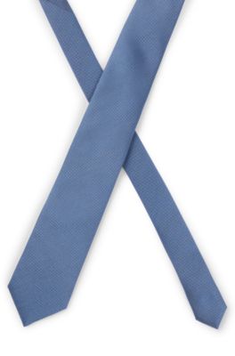 Silk-blend tie with jacquard micro pattern, Light Blue