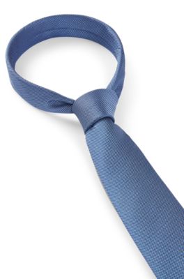 Silk-blend tie with jacquard micro pattern, Light Blue