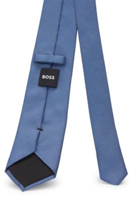 Silk-blend tie with jacquard micro pattern, Light Blue