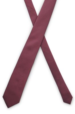 Silk-blend tie with jacquard micro pattern, Red