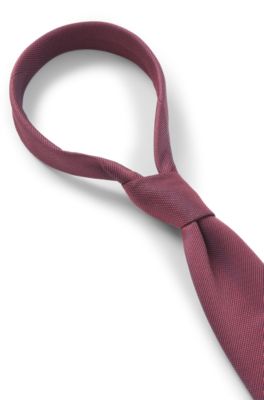 Silk-blend tie with jacquard micro pattern, Red