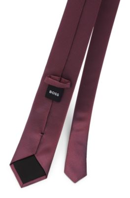 Silk-blend tie with jacquard micro pattern, Red
