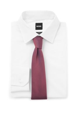 Silk-blend tie with jacquard micro pattern, Red