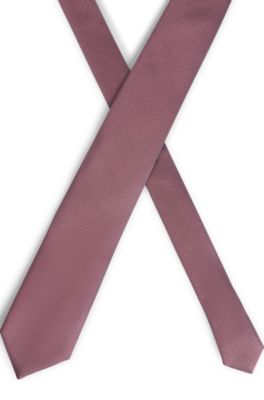 Silk-blend tie with jacquard micro pattern, light pink