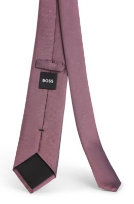 Silk-blend tie with jacquard micro pattern, light pink