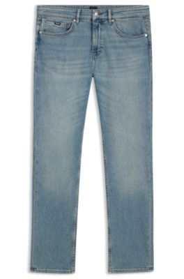 Pure-blue slim-fit jeans in comfort-stretch denim, Blue
