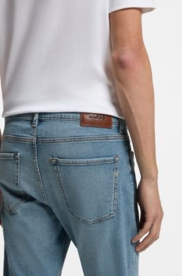Pure-blue slim-fit jeans in comfort-stretch denim, Blue