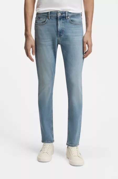 Pure-blue slim-fit jeans in comfort-stretch denim