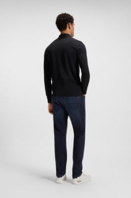 Pure-blue slim-fit jeans in comfort-stretch denim, Dark Blue