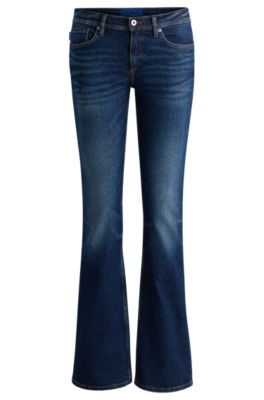 Hugo Boss Flared Low-rise Jeans In Dark-blue Stretch Denim In Blue