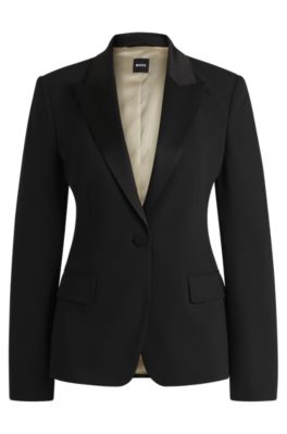 Hugo Boss Slim-fit Tuxedo Jacket With Satin Trims In Black