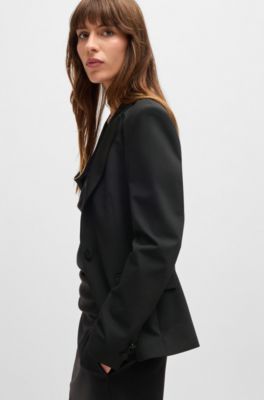 Chaqueta de esmoquin slim fit con ribetes de raso, Negro