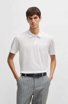 Italian-leather belt with embossed monograms, Black