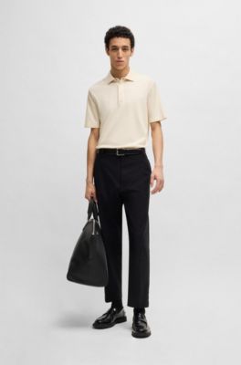 Regular-fit polo shirt in brushed flannel, White