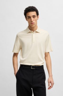 Regular-fit polo shirt in brushed flannel, White