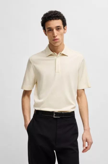 Regular-fit polo shirt in brushed flannel