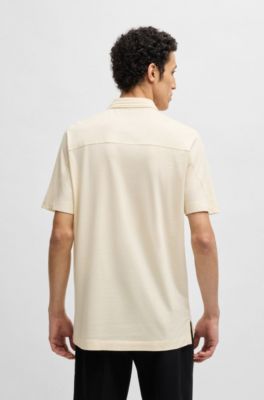 Regular-fit polo shirt in brushed flannel, White