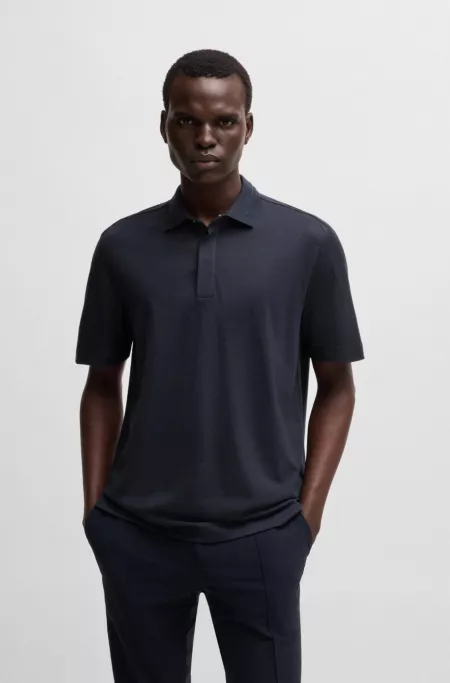 Regular-fit polo shirt in brushed flannel