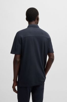 Regular-fit polo shirt in brushed flannel, Dark Blue