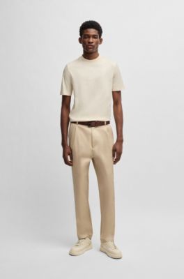 Regular-fit T-shirt in stretch flannel, White