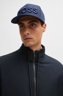 BOSS - Regular-fit zipped sweatshirt in mixed materials - Dark Blue