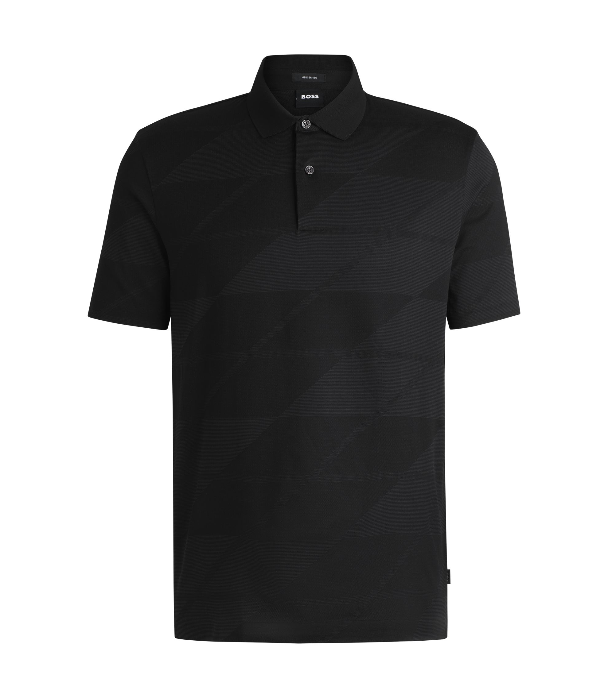 ★現行モデル 2XL★ HUGO BOSS ポロシャツ MERCERISED 黒 BOSS - Mercerized-cotton polo shirt with double monogram - Black