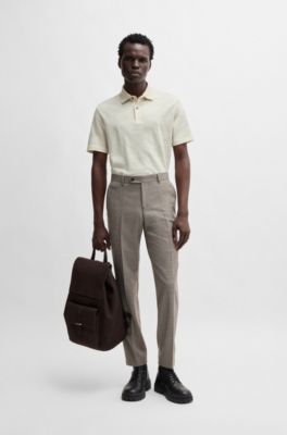 Polo de algod&oacute;n mercerizado con motivo de jacquard, Blanco