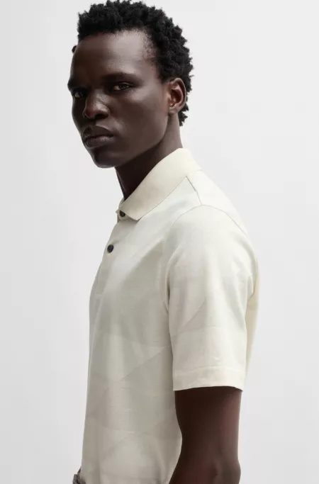 Mercerized-cotton polo shirt with jacquard pattern