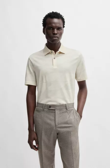 Mercerized-cotton polo shirt with jacquard pattern