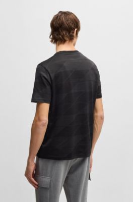  Mercerized-cotton T-shirt with two-tone jacquard, Black